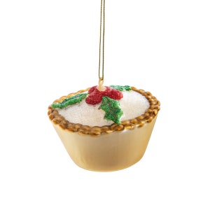 Szklana choinka z ciastem Mince Pie - zimowa świąteczna zabawa, oryginalny sekretny Mikołaj, tradycyjne jedzenie, lukier na ciasto, impreza, pieczenie, gotowanie, szef kuchni