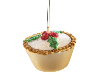 Boule de Noël à suspendre en sapin de Noël en verre à tarte hachée - Plaisirs festifs d'hiver Père Noël secret décalé Cuisine traditionnelle Gâteau glaçage Fête Cuisson Cuisson Chef