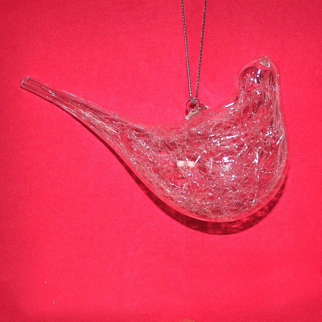 Clear Glass Bird Hanging Decoration Christmas Tree Ornament Etsy