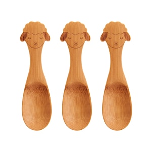 Lammskedar i bambu, set om 3 - Barnporslin, hållbart, miljövänligt, förnybart, miljövänligt, picknick, djurungar, bondgård, natur, gåva