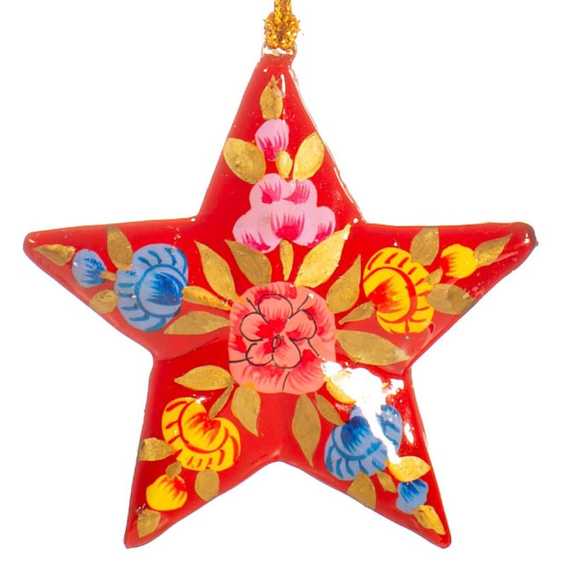 Star - Kashmir Handpainted Christmas Decor Ornament main image 1