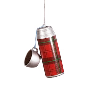 Red Green Tartan Drink Flask Christmas Tree Decoration - Winter Fun Office Secret Santa Thermo Hiking Trekking Walker Scotland Highlands