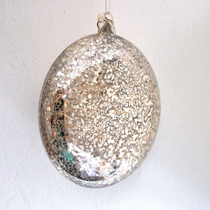 Antiqued Silver Glass Flat Sphere Hanging Decoration - Christmas Tree Ornament Valentine&#39;s Day Wedding Decor Gift Anniversary Wedding