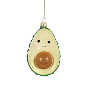 Festive Happy Avocado Shimmer Hanging Christmas Decoration - Fun Winter Wonderland Party Quirky Cheeky Secret Santa Food Chef Gift Family