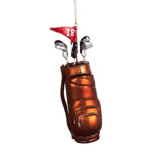 Golf Clubs Glass Christmas Tree Decoration - Winter Fun Secret Santa Sport Golfing Tee Green Retirement Husband Brother Boyfriend Gift