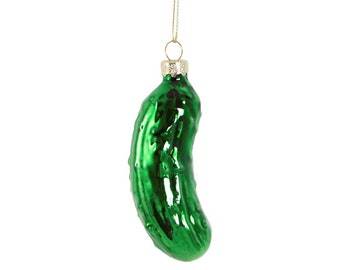 Gherkin Glass Christmas Tree Decoration - Burger Food Chef Pickle Cucumber Green Foodie Mexican Winter Fun Unique Gift