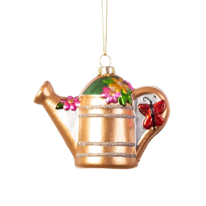 Watering Can with Flowers Christmas Tree Decoration Festive Season Winter Green Fingers Gardening Nature Earth Planting Plants Grow Gift image 1