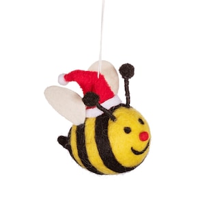 Felt Merry Bee Christmas Tree Decoration - Festive Season Winter Insects Bees Gardening Nature Earth Planting Plants Grow Eco Sustainable