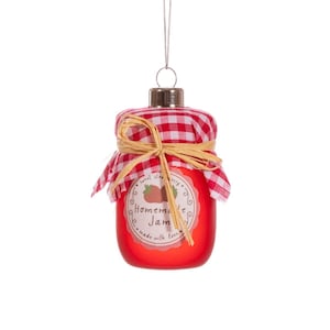Strawberry Jam Jar Glass Christmas Tree Decoration - Festive Season Winter Nature Earth Planting Plants Grow Eco Sustainable Pudding Gift