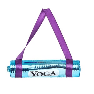 Yoga Mat Glass Christmas Tree Decoration - Winter Fun Secret Santa Sport Blue Purple Health Wellbeing Wife Girlfriend Sister Gift