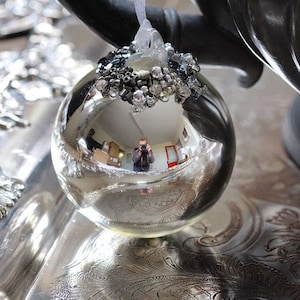 Silver and glass christmas baubles Clearance