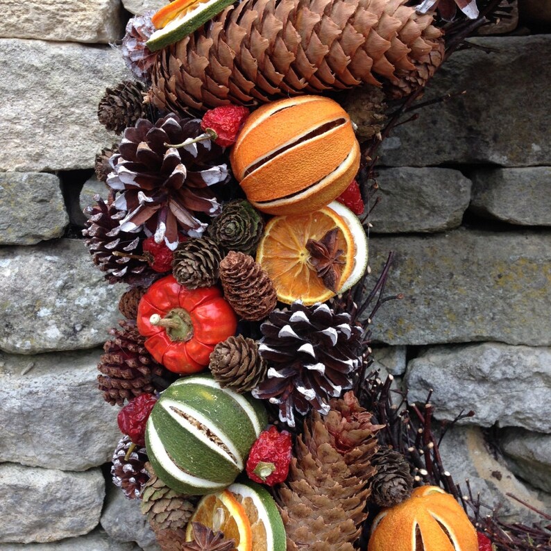 Festive Dried Fruit Christmas Willow Wreath Whole Green Limes - Etsy UK