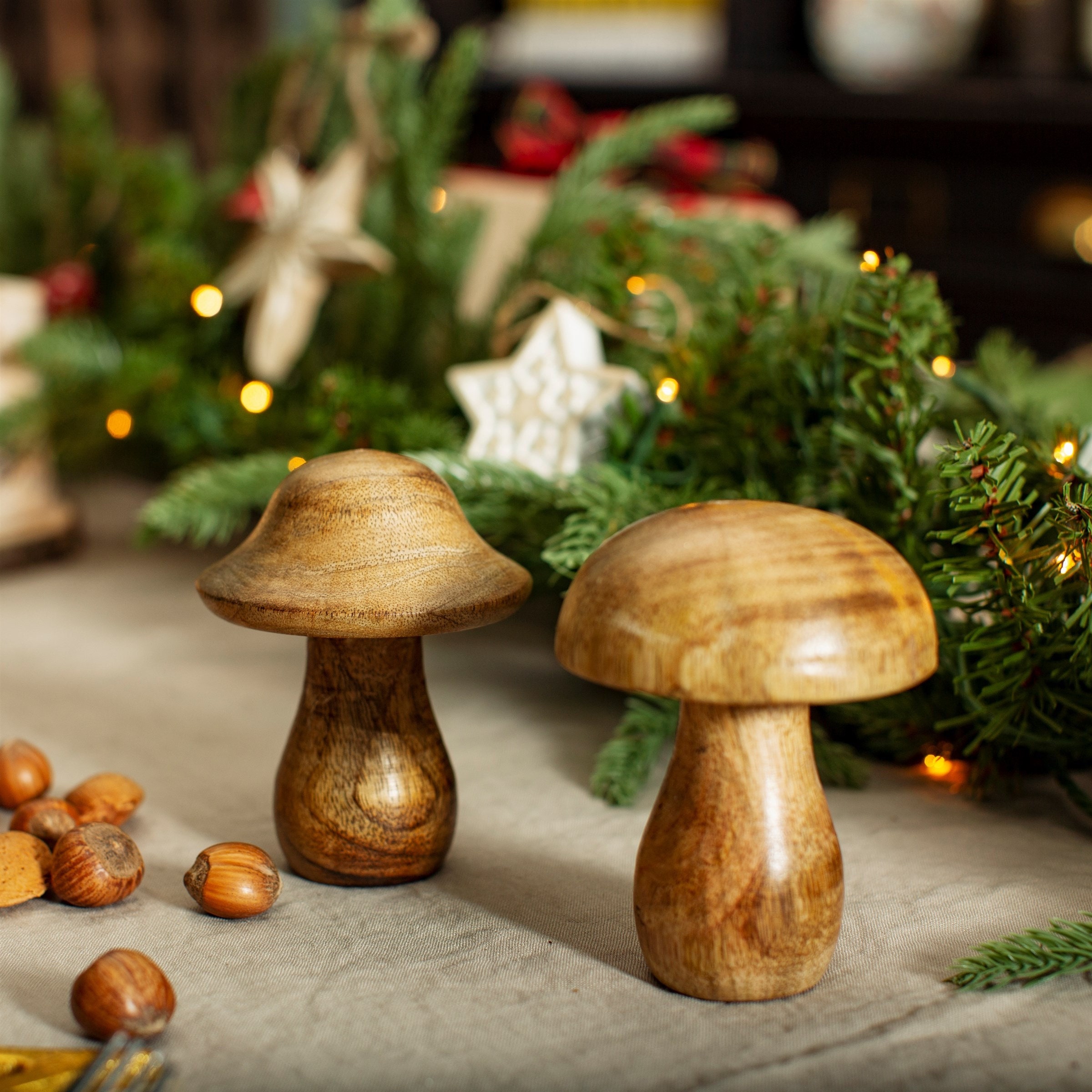 Natural Wood Mushroom Toadstool Christmas Ornaments LARGE | Etsy