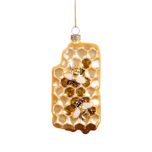 Bees on Honeycomb Glass Christmas Tree Decoration  - Festive Winter Eco Insects Garden Nature Animals Honey Gift Family Friends