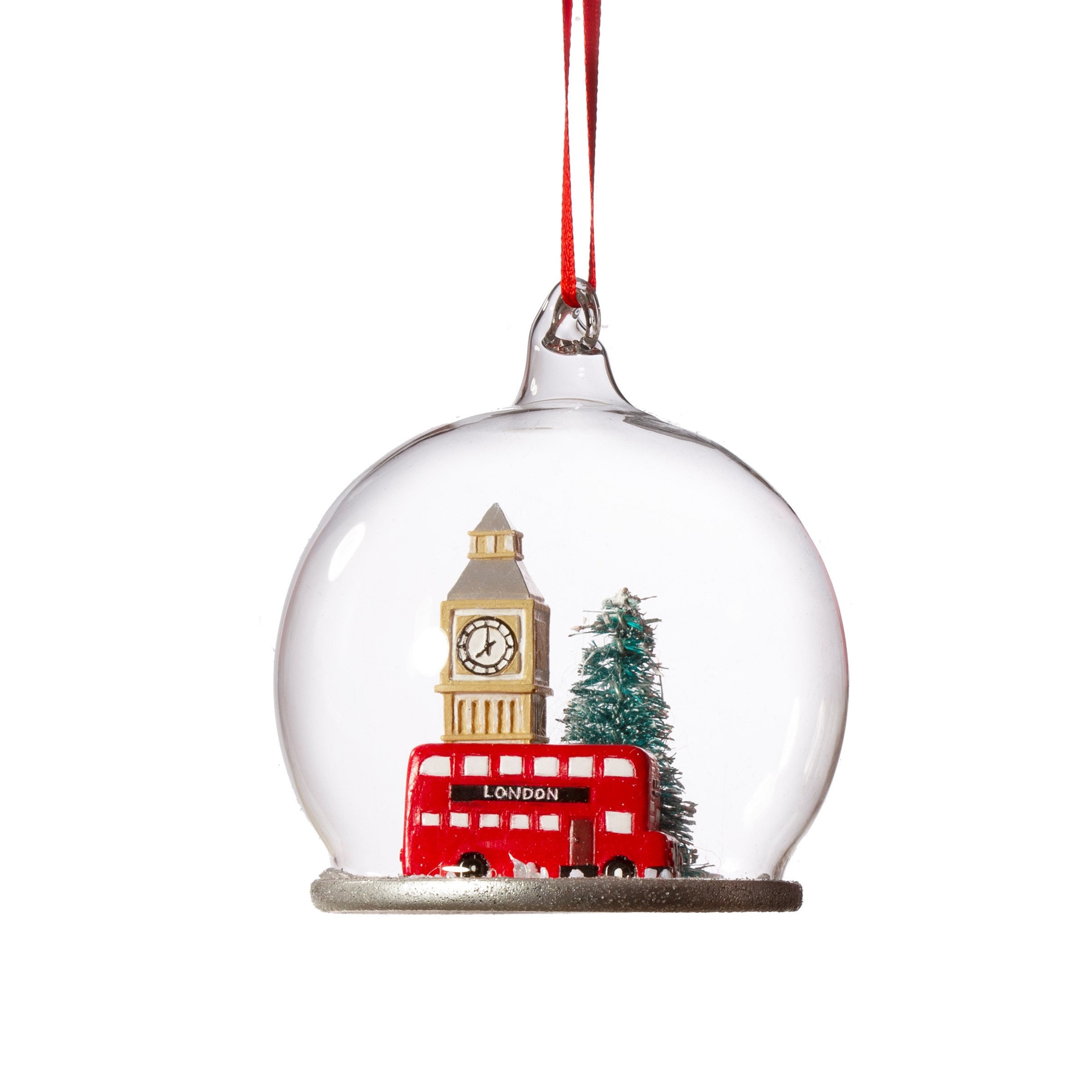 Magical London City Snow Dome Glass Christmas Tree Hanging - Etsy