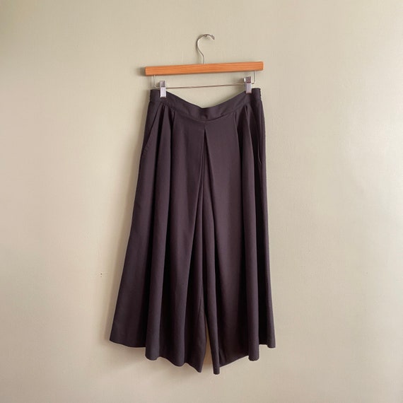 Vintage Black Pleated Culottes | Wide Leg Pleated