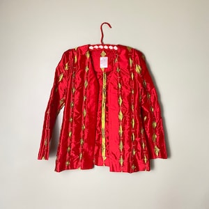 Blazer/Top in taffetà rosso e verde lime / S/M