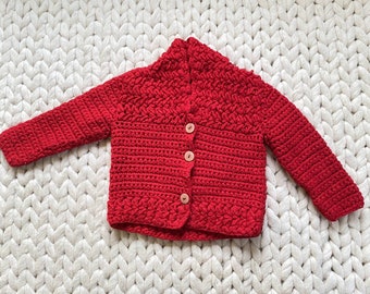 Vintage Acrylic Knit Cardigan Sweater 9-12 Mo