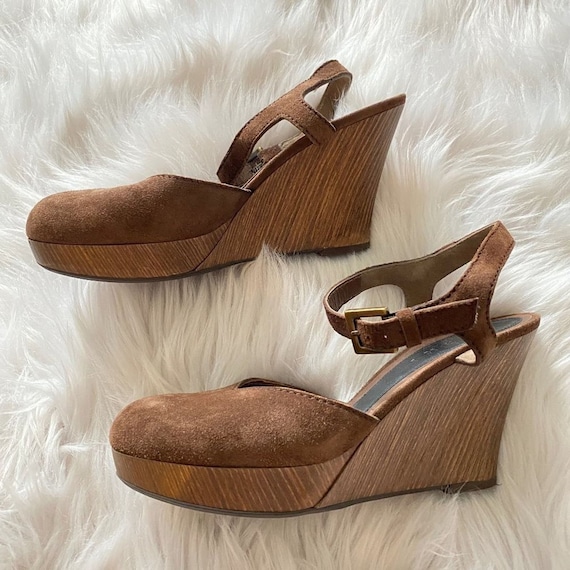Authentic Marni Suede Wooden Mules Platforms