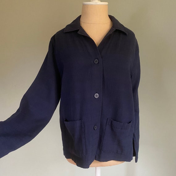 70s Vtg Navy Blue Chore Coat | Navy Utility Jacket