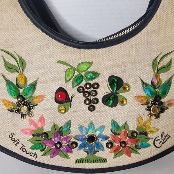 Vintage Enid Collins "Soft Touch" Handbag Shoulder Purse Jeweled Texas 1960s Collins of Texas Retro Boho Designer