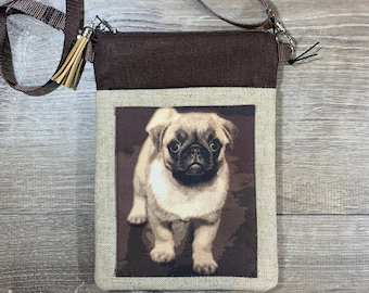 Handmade Pug Crossbody Bag - Stylish Cell Phone Purse, Perfect Gift for Mom, Lightweight Shoulder Bag