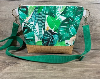 AHOMY Green Tropic Palm Leaf Messenger Bag Small Travel School Sling Bag Crossbody Bag AHOMY Green Tropic Palm Leaf Messenger Bag Small Travel School Sling Bag Crossbody Bag