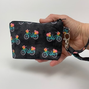 Fahrrad-Schlüsselanhänger-Reißverschlusstasche, kleine Reißverschlusstasche, Ausweishalter, kleines Portemonnaie, Geschenk unter 15 Jahren, Kosmetiktasche, handgemachtes Geschenk für Sie