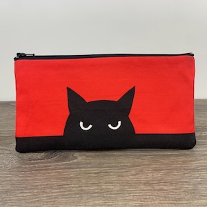 Estuche de algodón con cremallera, estuche para lápices y bolígrafos, accesorio para diario, estuche para agenda, billetera para efectivo, bolsa para maquillaje, bolsa para ganchos de crochet, regalo, con diseño de gato negro