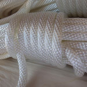 White Solid Braid Rope. Polyester