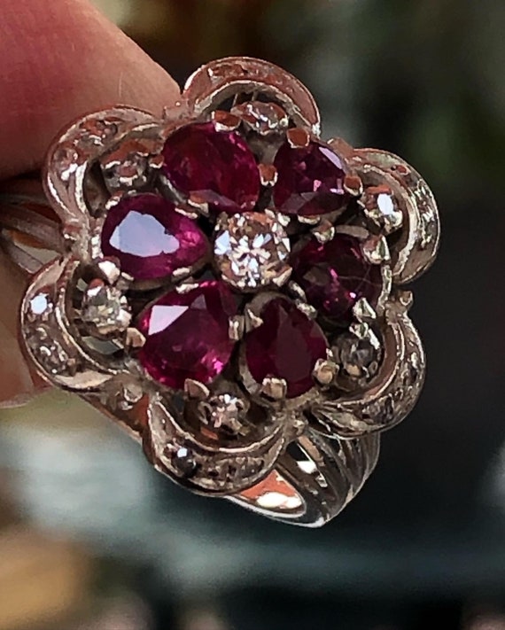 Dazzling Diamond and Ruby Daisy ring