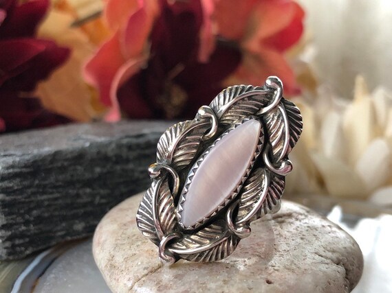 Vintage mother of pearl ring best sale