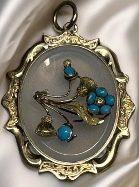 Victorian Turquoise & Chalcedony Pendant