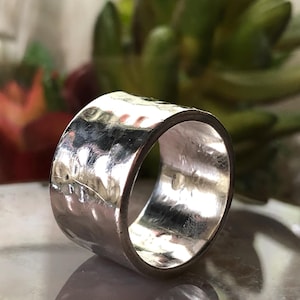 Moonlight Band Vintage Hammered Sterling Silver Ring