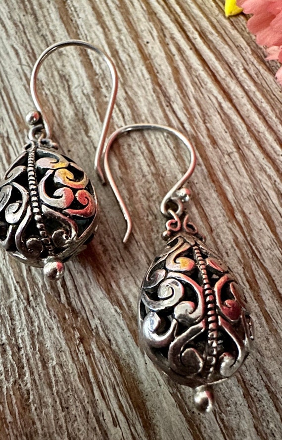 Vintage Carved sterling silver earrings