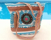 Boho Beach Bag Blue
