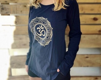 Yoga Tee Shirt Om Navy