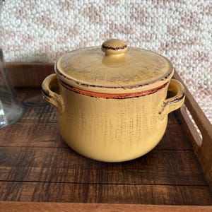 De Silva Italian Pottery Bean Pot | Mustard Yellow Stoneware Casserole Tureen