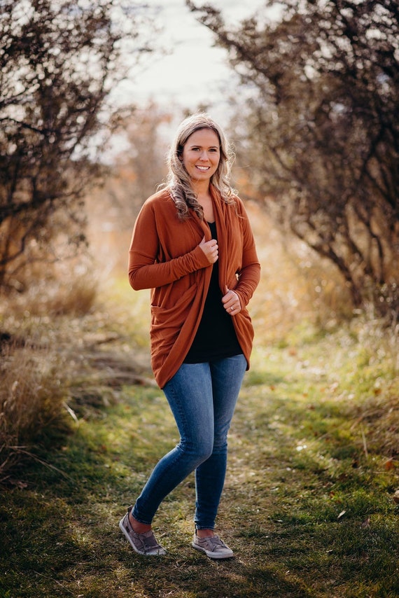 Womens Rust Orange Cardigan Bamboo 