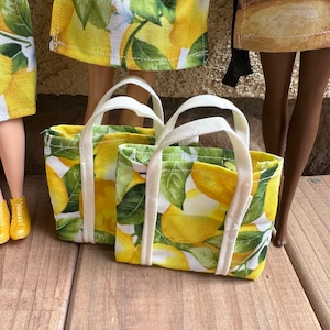 Fashion Doll Tote Bag for One Sixth Scale Dolls | Lemon Pattern Tote Bags