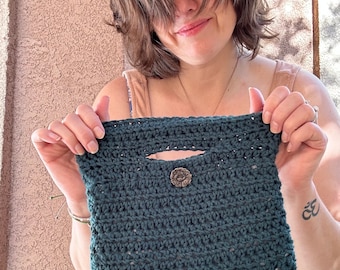 Crochet Handbag for Women in Deep Teal | Button detail & snap closure | Just Perfect for Fall | Southwest Style