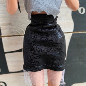 Pleather Style Black Skirt with Lace for BARBIE 1 Piece Skirt for 11.5 fashion doll Barbie Skirt with Lace image 2