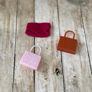Drei VINTAGE Modepuppen Geldbörsen & Handtaschen | Aktentasche für 11 Zoll Puppen | 1980er Jahre Modepuppen Accessoires