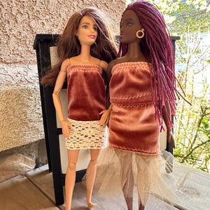 Velvet Party Dress for 1/6 Standard & Curvy Fashion Dolls | Luxurious Outfits for 11.5” fashion dolls
