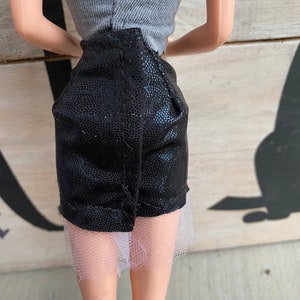 Pleather Style Black Skirt with Lace for BARBIE 1 Piece Skirt for 11.5 fashion doll Barbie Skirt with Lace image 3
