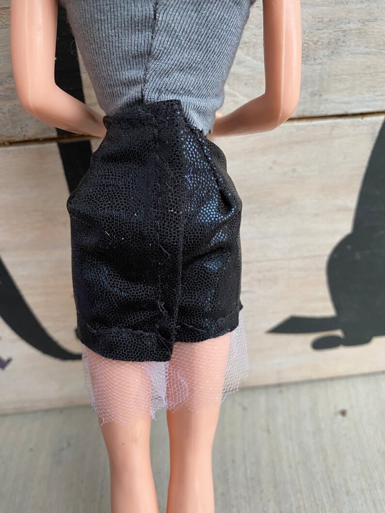 Pleather Style Black Skirt with Lace for BARBIE 1 Piece Skirt for 11.5 fashion doll Barbie Skirt with Lace image 3