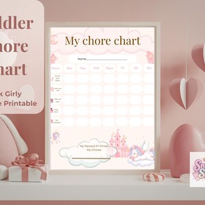 Toddler Chore Chart, Pink Girly Routine Printable, Montessori Daily (Instant Download)