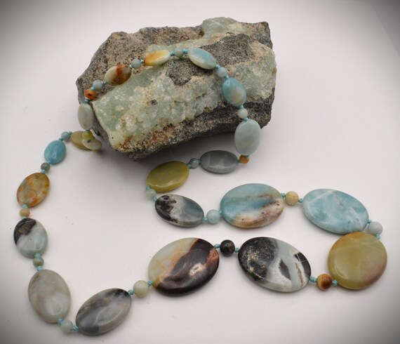 Multi-colored, Hand-knotted Amazonite Necklace wi… - image 6