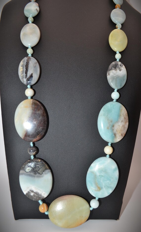 Multi-colored, Hand-knotted Amazonite Necklace wi… - image 3