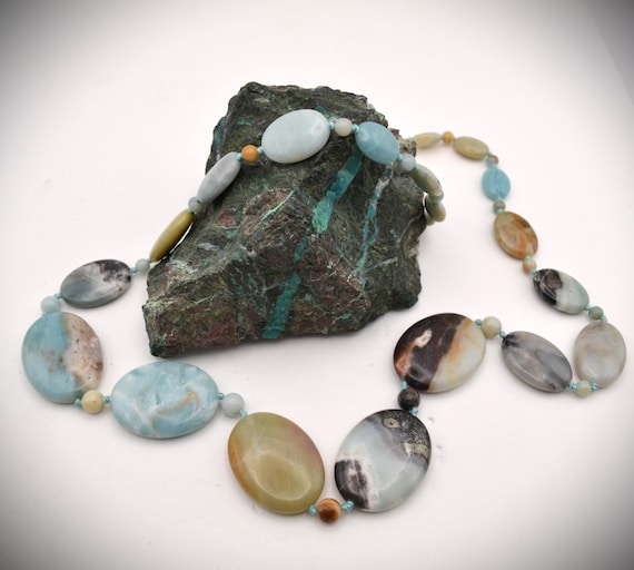 Multi-colored, Hand-knotted Amazonite Necklace wi… - image 5